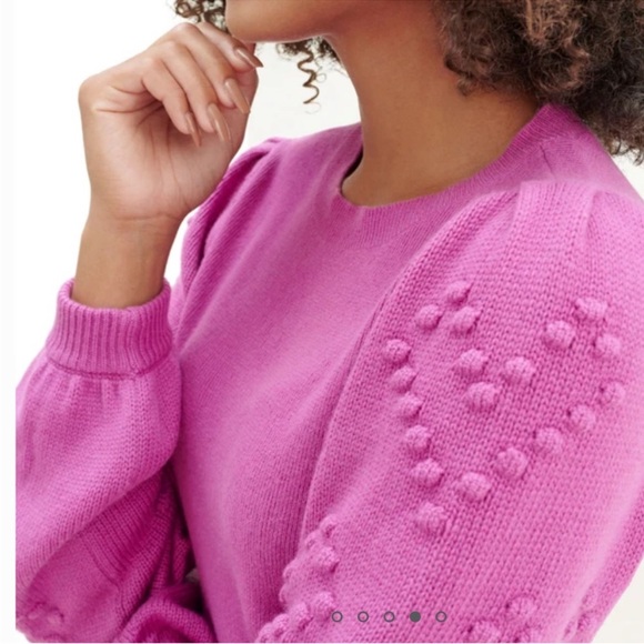 Splendid Cashmere Blend Smitten Heart Knit Bubble knit Pink Pullover L - Picture 2 of 11